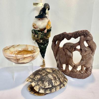 Hand Crafted Collectibles W/ Silder Turtle Shell, Banded Agate Bowl, Mark Robert’s Ornament + 