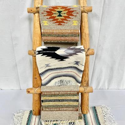 Southwestern-Style Runners On Wooden Ladder - Light Wood, Mexican Origin