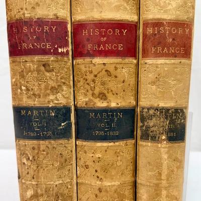 1887  History of France by Martin – Volumes I–III (1789–1881) | Antique Leather-Bound Set