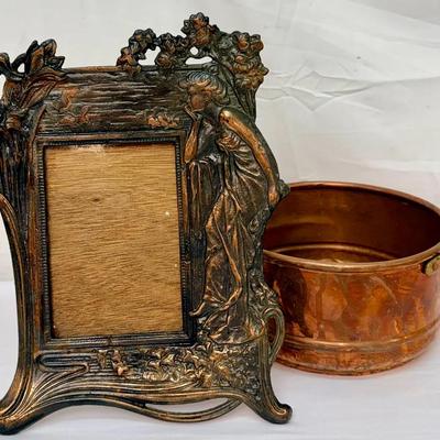 Art Nouveau Era Frame & Copper Pot