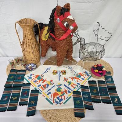 Fiesta! Piñata, Table Decor, Hand Painted Shot Glasses + 
