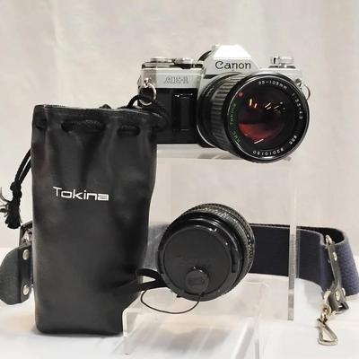 Vintage Canon AE-1 35mm SLR Camera Lot with 50mm & 35-105mm Lenses