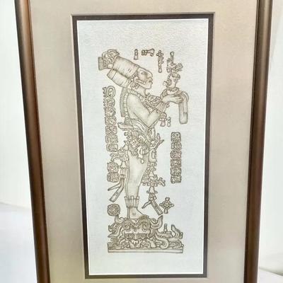 Reproduction Of Ancient Mayan Relief Sculpture On Suede 