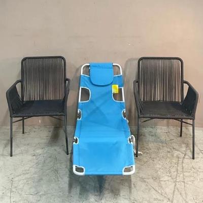 Woven Rope Patio Chairs W/ Beach Lounge Chair 