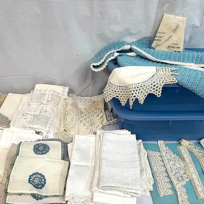Vintage Linen & Lace Lot | Belgian Linen, Crochet Doilies and More