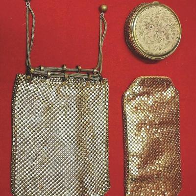 Vintage Gold-Tone Mesh Vanity Accessories Group