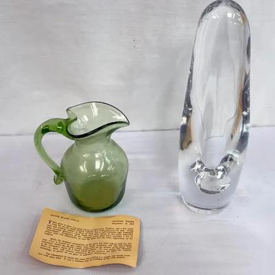 Baccarat Clear Sculpture and Artisan Glass Pitcher