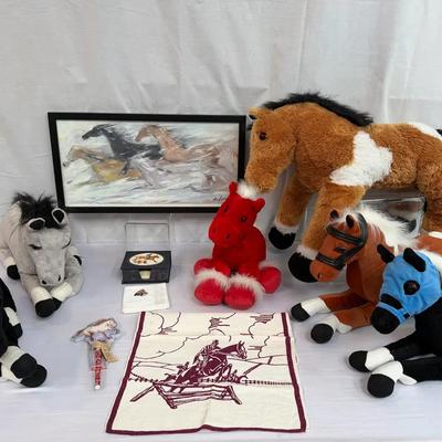 Equestrian Horse Decor & Plush Lot | Stuffed Animals, Wall Art, Linens & Stationery