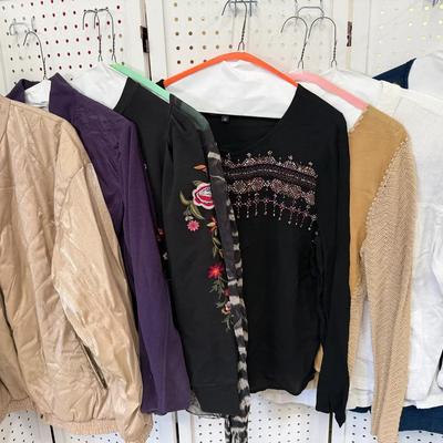 Women’s Mixed Apparel - Embroidered Tops, Quilted Outerwear, and Knits