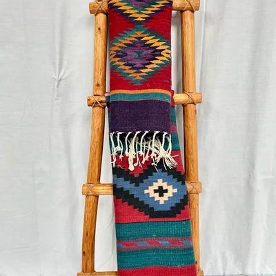 Zapotec Rugs With Southwest-Style Wooden Ladder 
