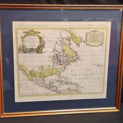 Vintage Framed Map: "America Septentrionalis" - 18th Century Reproduction