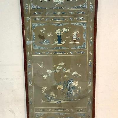 Chinese Silk Embroidered Frame Panel 