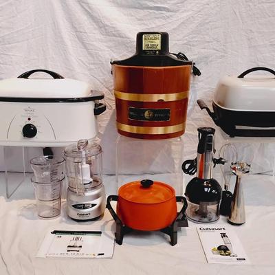 Vintage & Modern Kitchen Appliance Lot - Cuisinart, Rival, Sterling