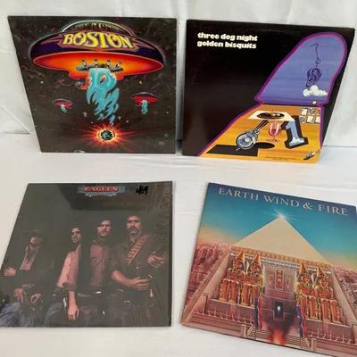 Vintage 70s Classic Rock & Funk Vinyl LP Lot - Boston, Eagles, Earth Wind & Fire