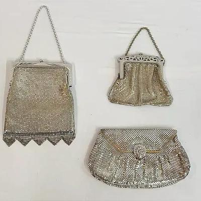 Vintage Whiting & Davis Silver-Tone Metal Mesh Handbag & Clutch Trio