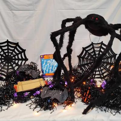 Huge Halloween Decor Lot - Giant Spider, Webs, Garland & More!