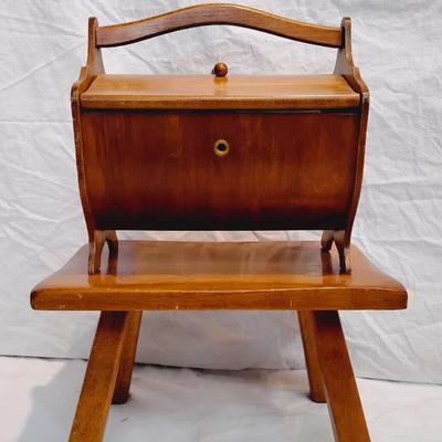 Vintage Cushman Colonial Creations Cricket Footstool & Maple Sewing Box 