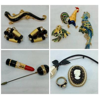 Vintage & Designer Costume Jewelry (20+ pcs) Figural Pins, KJL, Betsey Johnson & More