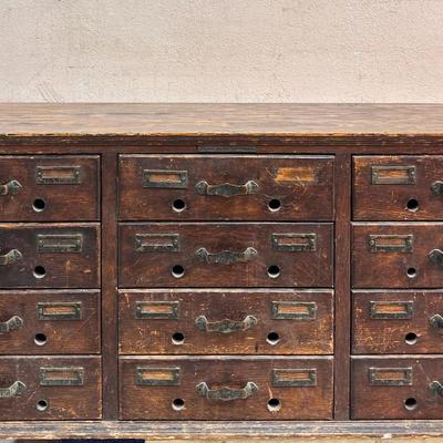 Vintage Oak Multi-Drawer Cabinet: Workshop Treasure