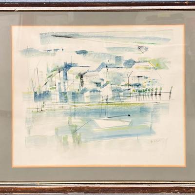 Mid Century, Bermudian Harbor Scene by Alfred Birdsey_