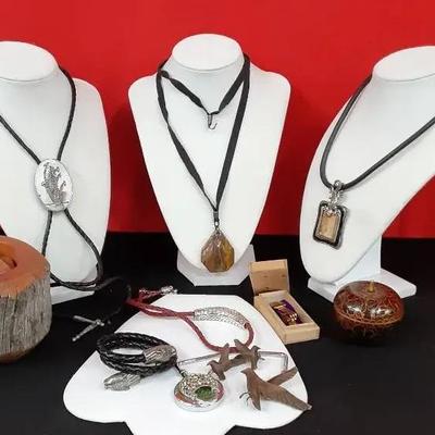 Art Deco Necklaces and Leather Jewelry 