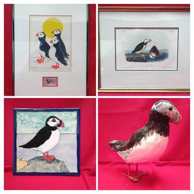 Puffin-Themed Decorative Art, Tile & Sculpture