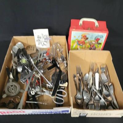 Vintage Lunchbox, Assorted Kitchen Utensils & flatware