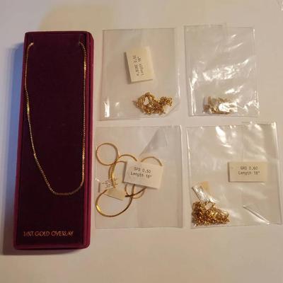 Assorted Gold Plated Necklaces: (4) 18kt over Sterling Silver, (1) 14kt Overlay