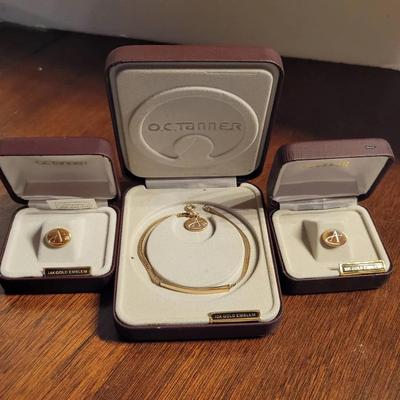 7" Gold Filled ID Bracelet with 10kt Gold Charm, 10kt Gold Lapel Pin, 14kt Gold Lapel Pin