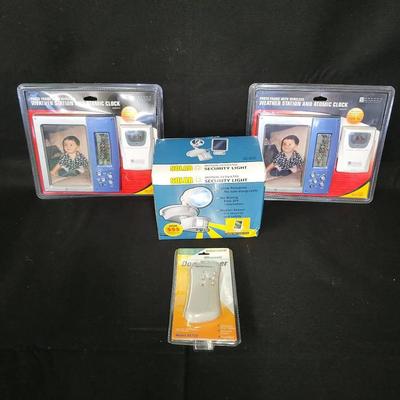 (2) Wireless Weather Stations, Dog Trainer, Solar Security Lights (All NEW in Box)