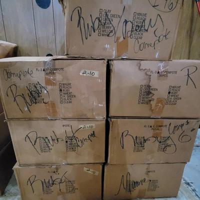 (7) Cases 6" Plastic Compotes for Floral Arranging. Mostly NEW cases: Ruby, Mauve