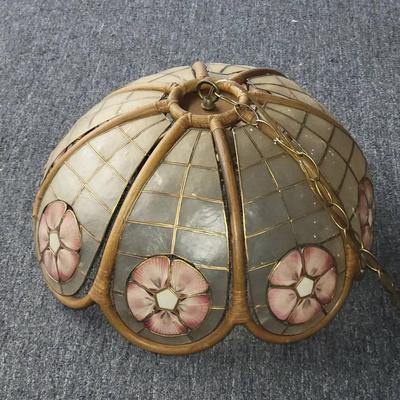 Vintage Capiz Shell and Rattan Hanging lamp
