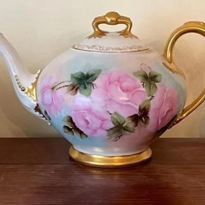 Delos Turner French Floral China – T&V Teapot, Sugar Bowl, Creamer & D&C Plate