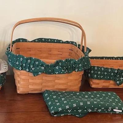 Longaberger Green Woven Traditions, Baskets, Casserole Dish, And Bread Brick