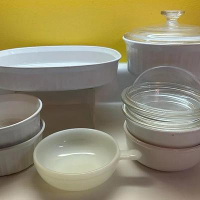 CorningWare & Glasbake White Casseroles, Grab-It Bowls & Soup Bowl Group