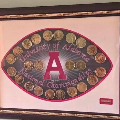 UNIVERSITY OF ALABAMA  NATIONAL CHAMPIONSHIPS Framed Collegiate Inc. Coins(24)