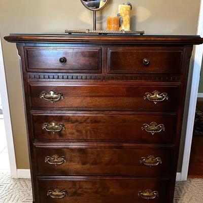 Ethan Allen Solid Wood Chest of Drawers with Glass Top Plus
