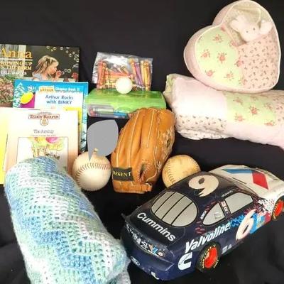 Variety of Toys! Featuring Radio Flyer Wagon w/Rails, Baby Blankets, Kid Baseball Glove +