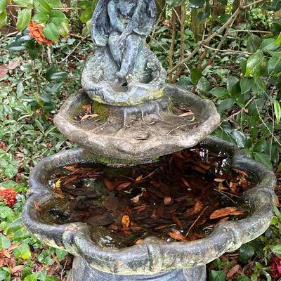 Concrete Angel Two-Tier Fountain / Birdbath
