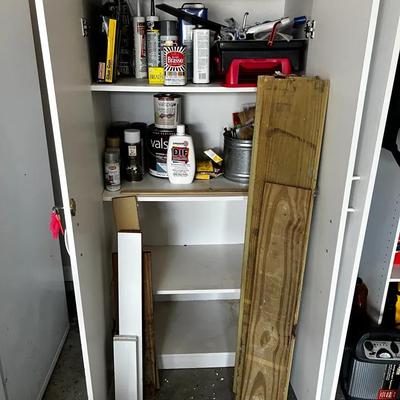 Cabinet With Paint And Wallpaper Supplies Mystery Lot