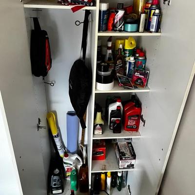 Cabinet With Automobile Supplies Mystery Lot
