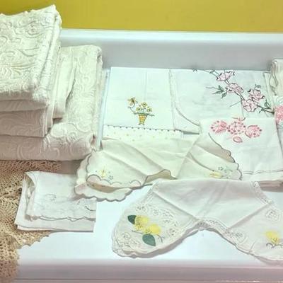 Fancy Embroidered & Crochet Linens Collection – Pillowcases, Table Runners, Bedspread & More
