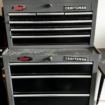 Loaded Craftsman 2-Piece Rolling Tool Chest filled with Tools & Organizers