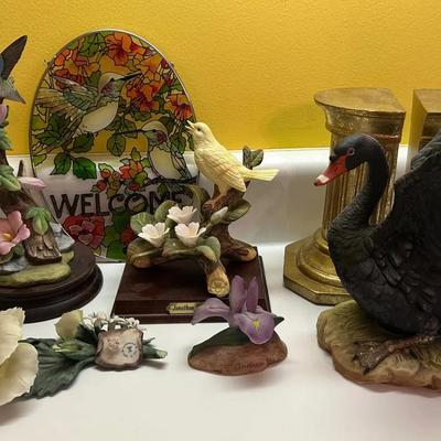 Collection Of Porcelain Birds, Flowers, & Other In-theme Decor