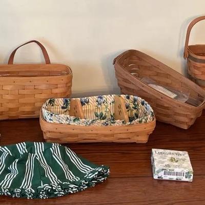 Longaberger Christmas Edition Baskets, Green Toned Accessories, And Baskets 
