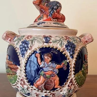 Gerz German Majolica Covered Cookie Jar – Heidelberg Scene