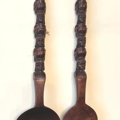 Wooden Native Themed Fork & Spoon Wall Decor