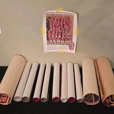 Alabama Crimson Tide Vintage Rolled Posters (12) + Signed Baumhower & Krauss Photos