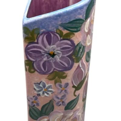 Hand-Painted Floral Ceramic Heart-Shaped Vase – 11"