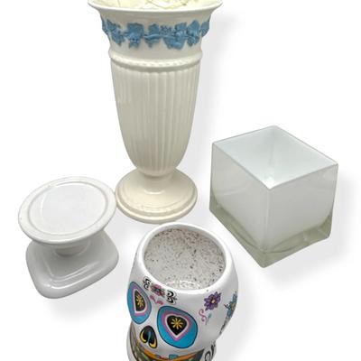 Decorative Vase & Planter Assortment Including Wedgwood Queens Ware (4 Pieces)